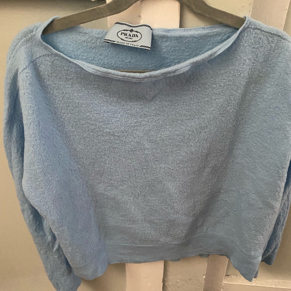 Prada blue wool sweater size 44 large
